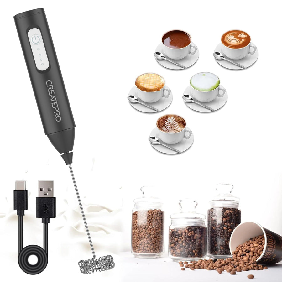 Rechargeable Electric Milk Frother — Handheld Automatic Foam Maker