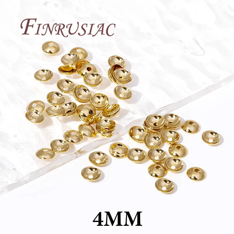 FINRUSIAC Gold Plated Brass Bead Caps — Round Jewelry Findings for DIY Necklaces