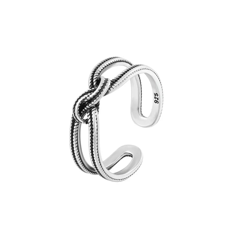 Sterling Silver Knot Ring — Geometric Cocktail Jewelry for Women