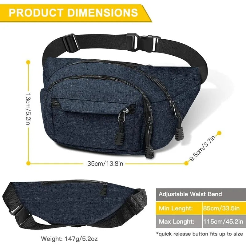 Waterproof Waist Fanny Pack — Adjustable Sport Belt for Outdoor Travel