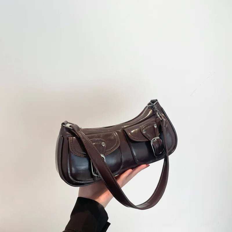 Women's Faux Leather Shoulder Bag — Trendy Armpit Style Crossbody