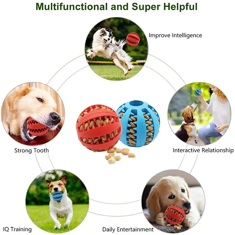 Durable Rubber Pet Toy Ball — Bite Resistant Treat Feeder & Chew Toy
