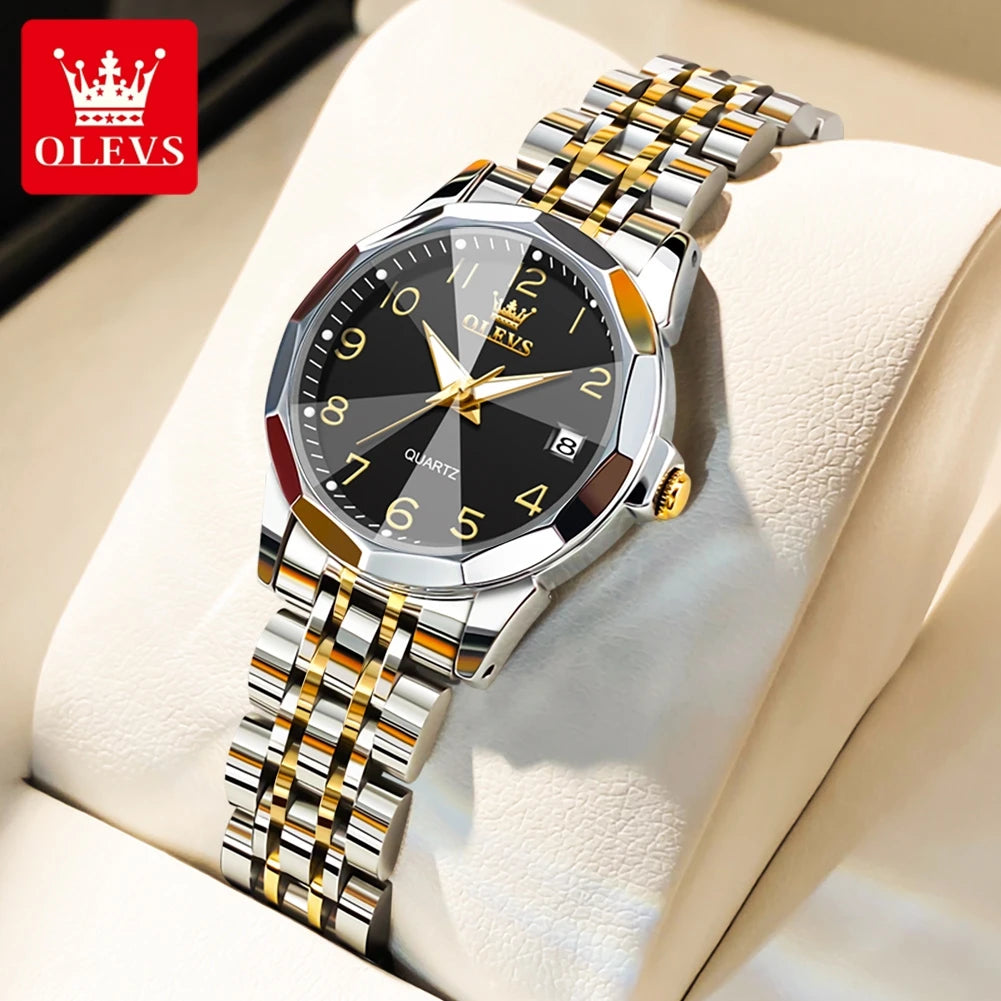 OLEVS 9970 Quartz Wristwatch — Stainless Steel Men's Watch with Date Display