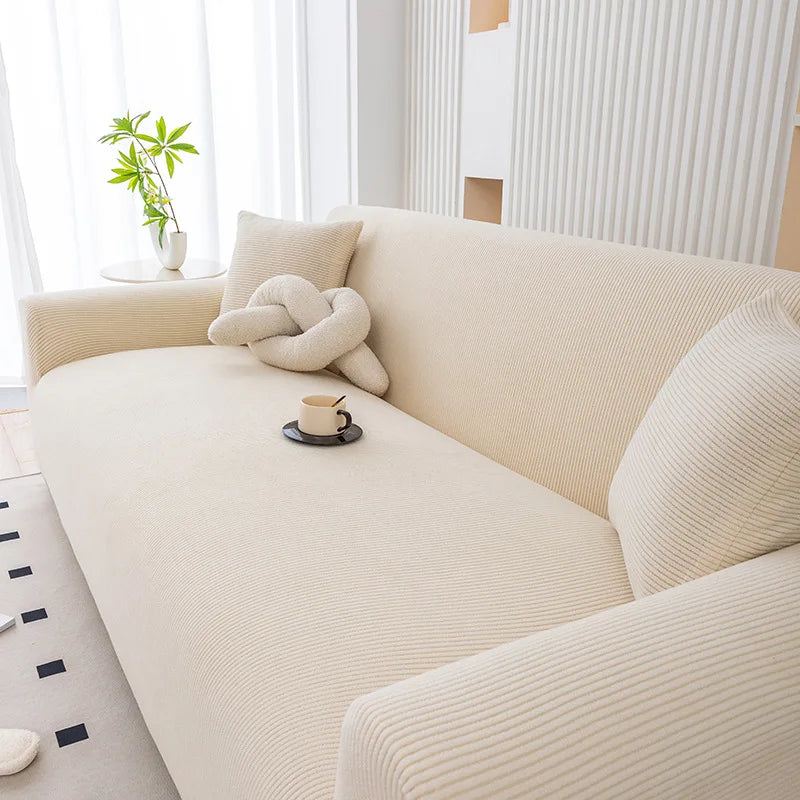 Soft Corduroy Sofa Cover — Non-Slip Elastic Full Wrap Slipcover