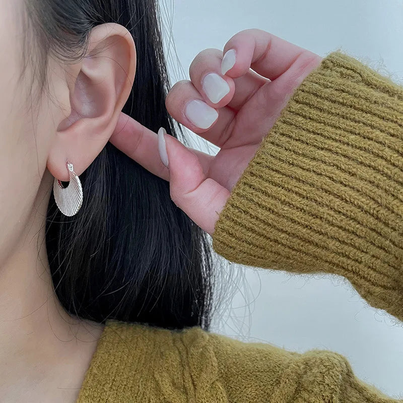Sterling Silver Geometry Round Earrings — Elegant Vintage Hoop Jewelry