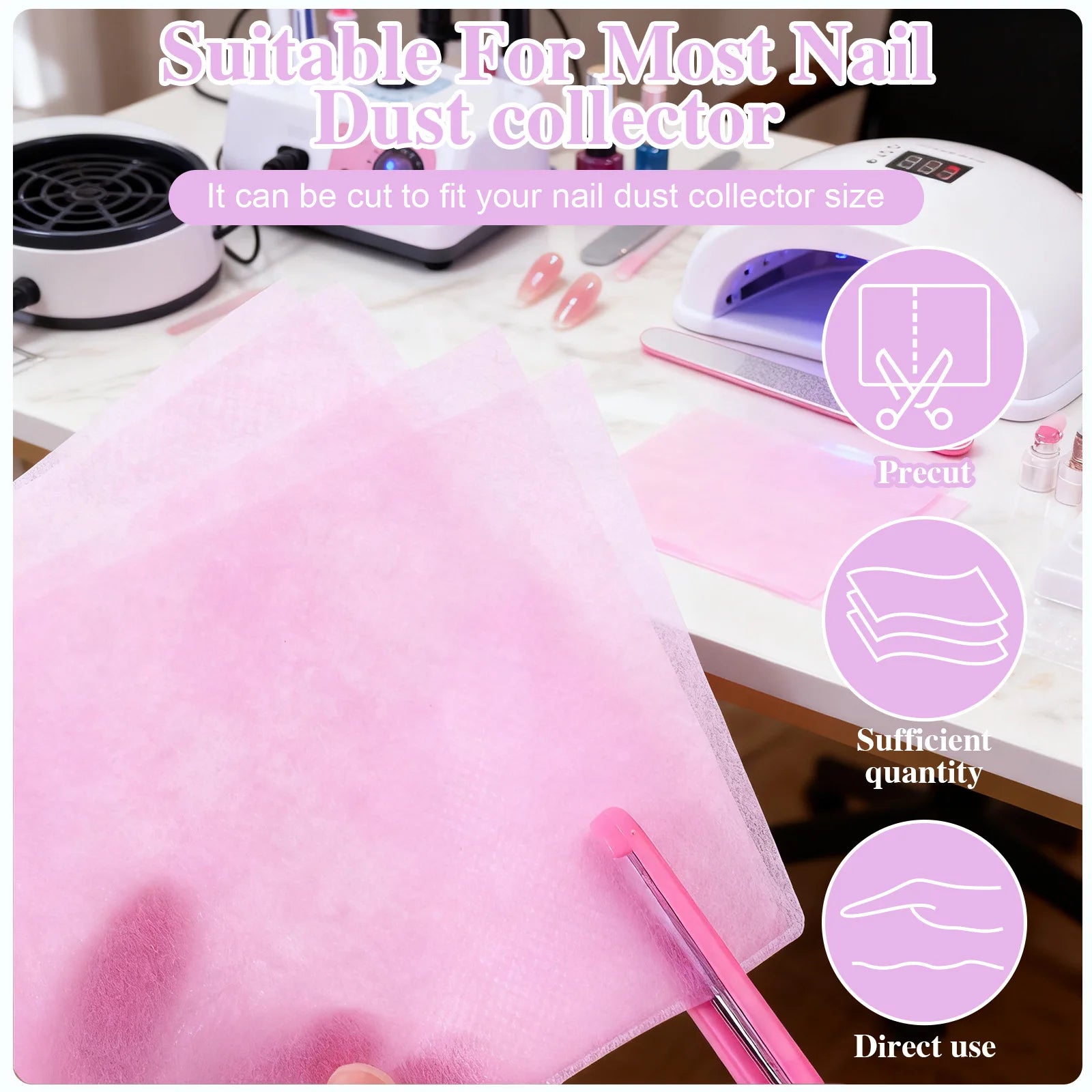 Misscheering Nail Art Dust Collector Filter Paper — Disposable Replacement Filters, 100 Count