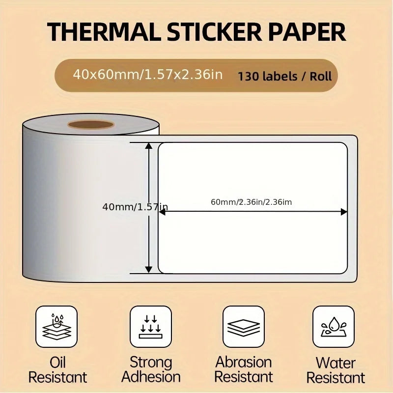 White Square Label Rolls — Versatile Adhesive Paper Stickers
