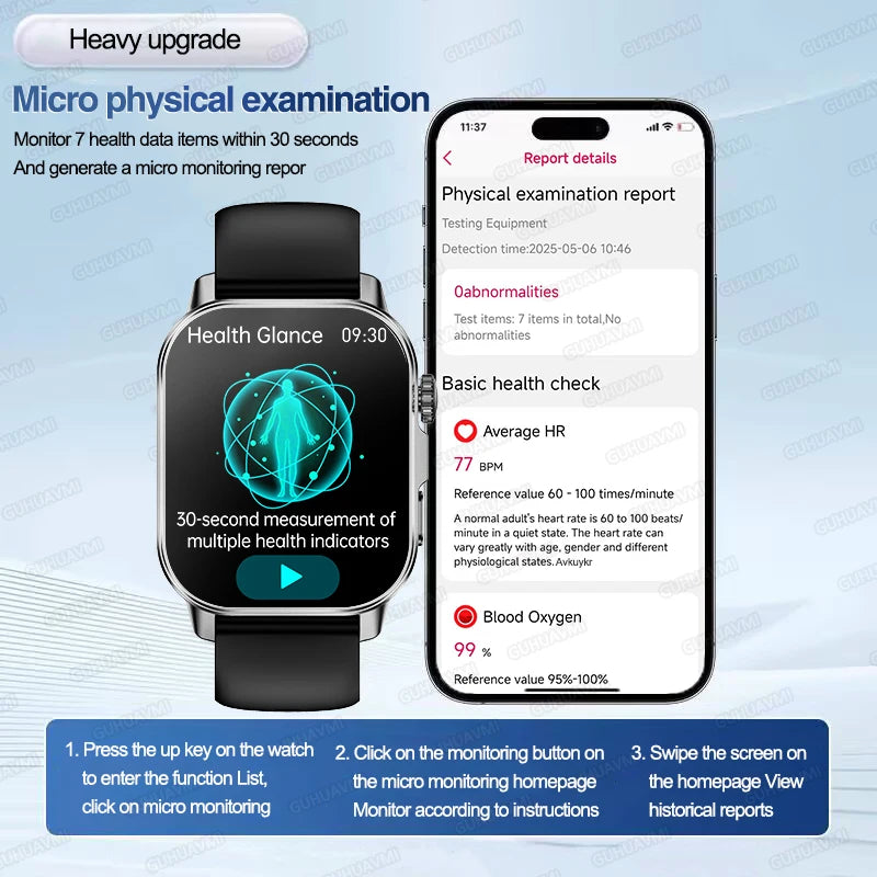 GUHUAVMI ECG Smart Watch — Advanced Health Monitoring & Bluetooth Call