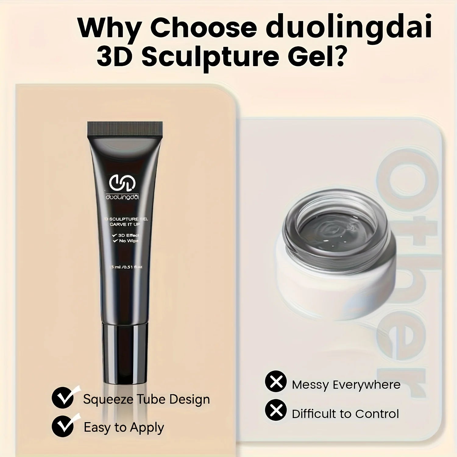 DUOLINGDAI 3D Nail Art Modeling Gel — Sculpting and Rhinestone Glue