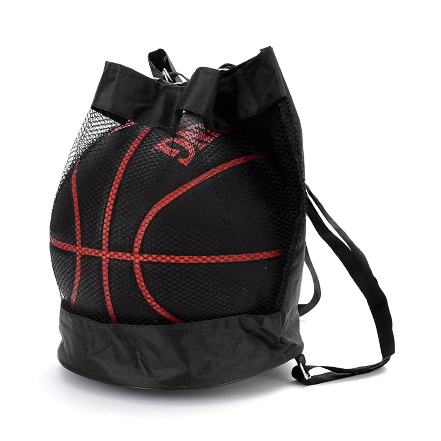 Drawstring Sports Ball Bag — Lightweight Mesh Storage Backpack, Black