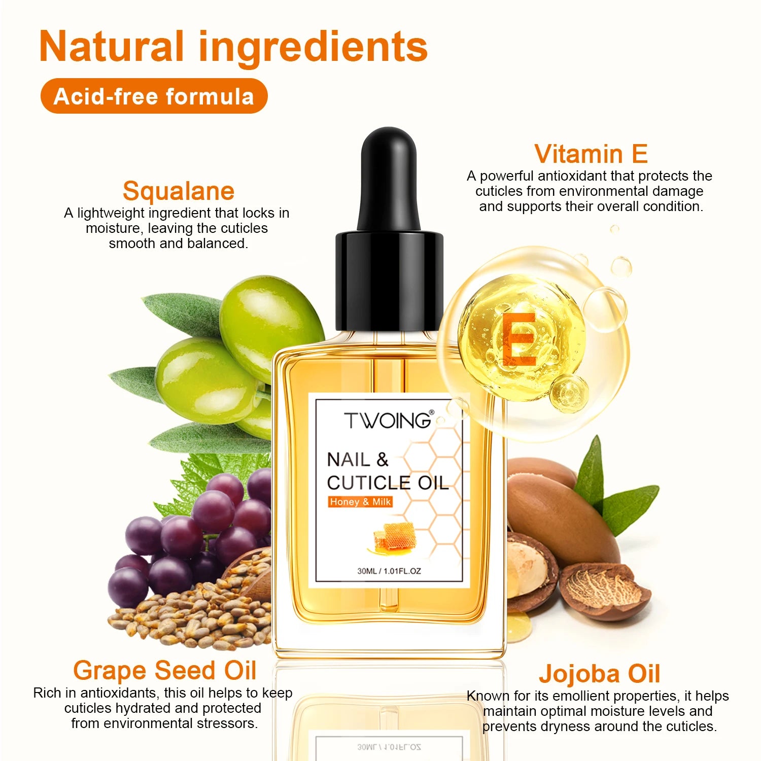 TWOING Honey Milk Cuticle Oil — Nourishing Nail Treatment for Dry Skin