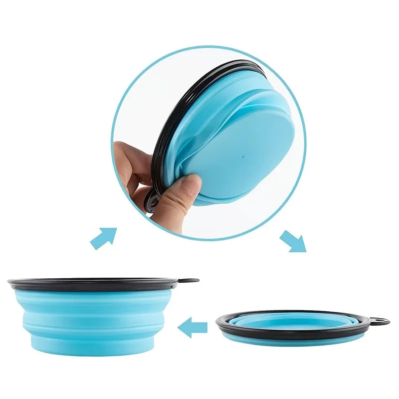 Collapsible Pet Food Bowl — Portable Silicone Travel Dish for Dogs and Cats