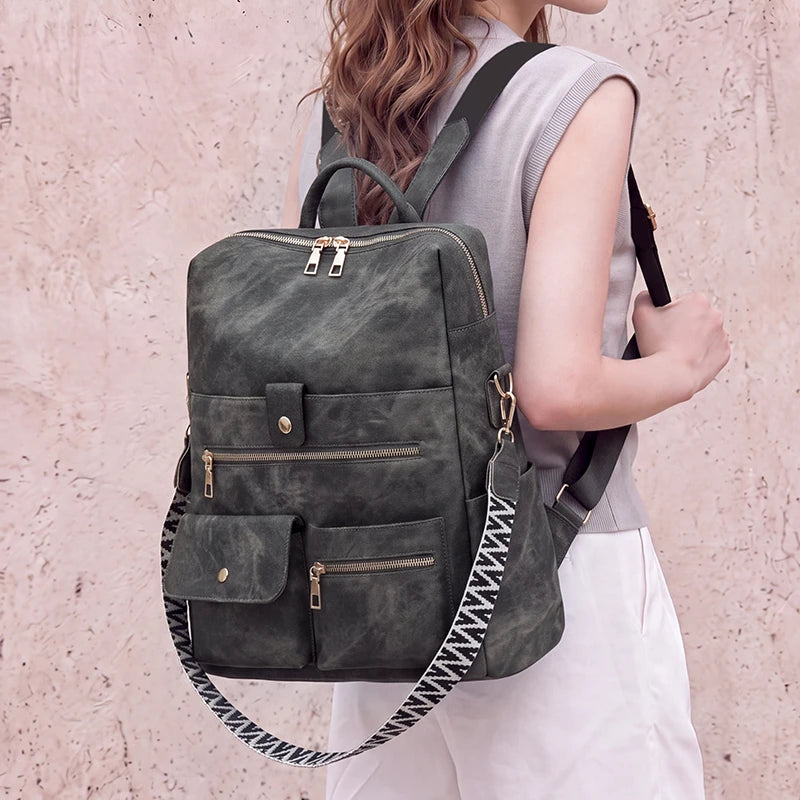 Biutefo Women's PU Leather Backpack — Lightweight Fashion Daypack for Travel