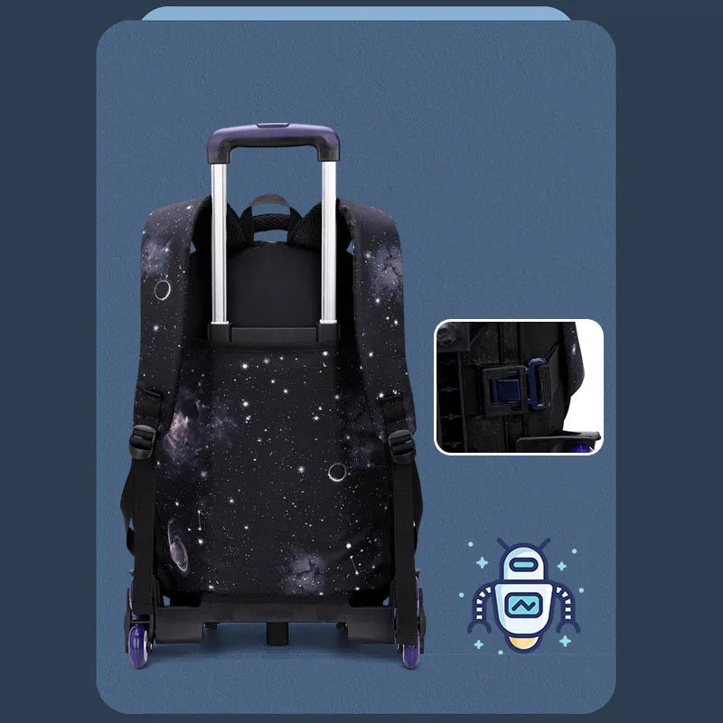 Rolling School Backpack with Lunch Box — Wheeled Trolley Bag for Students
