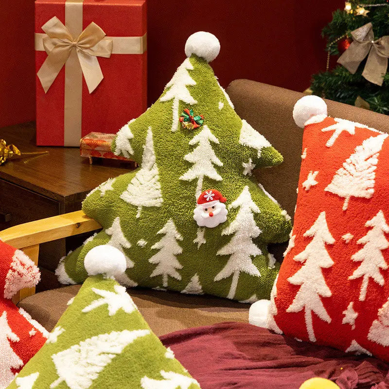 MIAOOWA Christmas Tree Plush Pillow — Soft Festive Throw Cushion for Holiday Decor