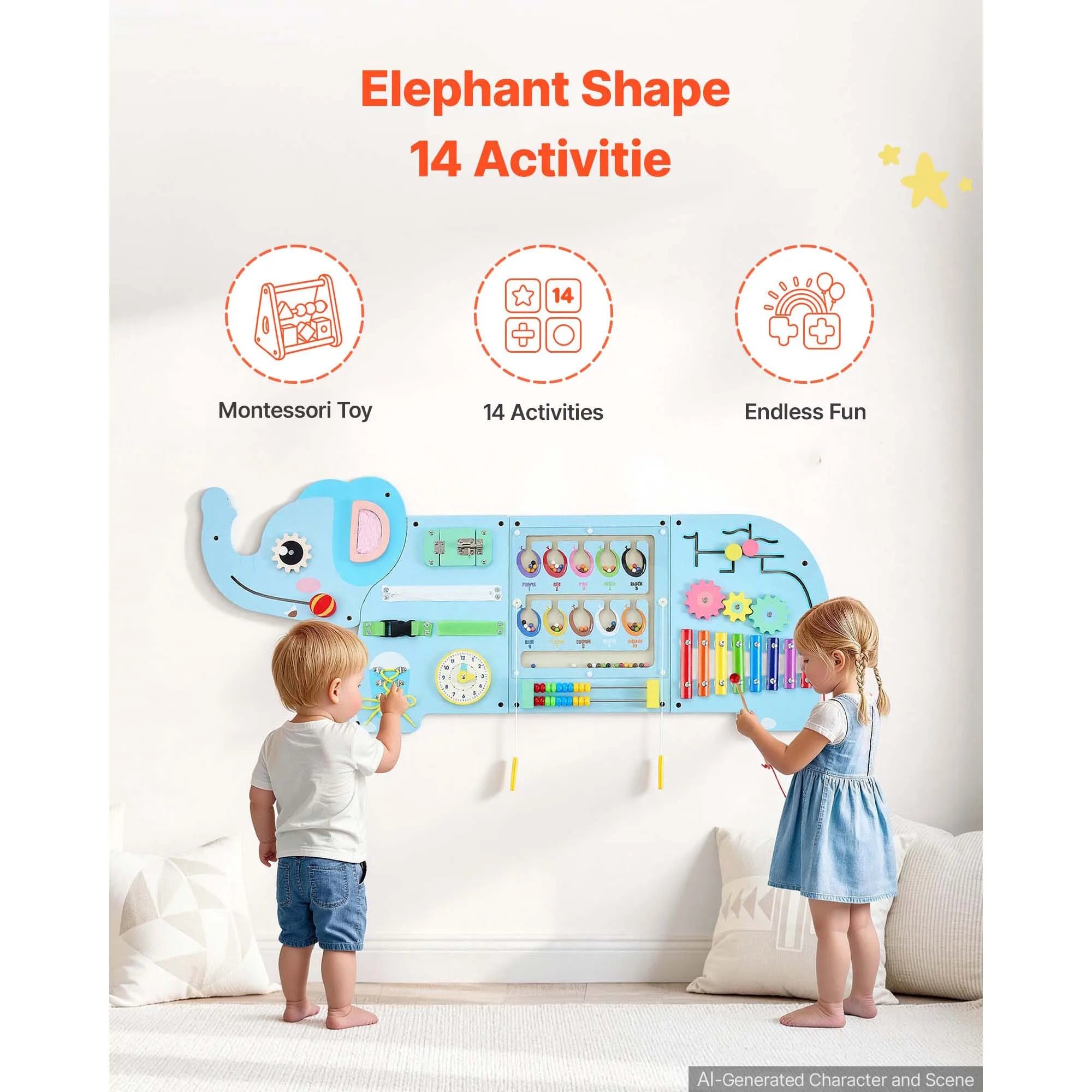 SucceBuy Kids Activity Wall Busy Board — Montessori Sensory Learning Panels