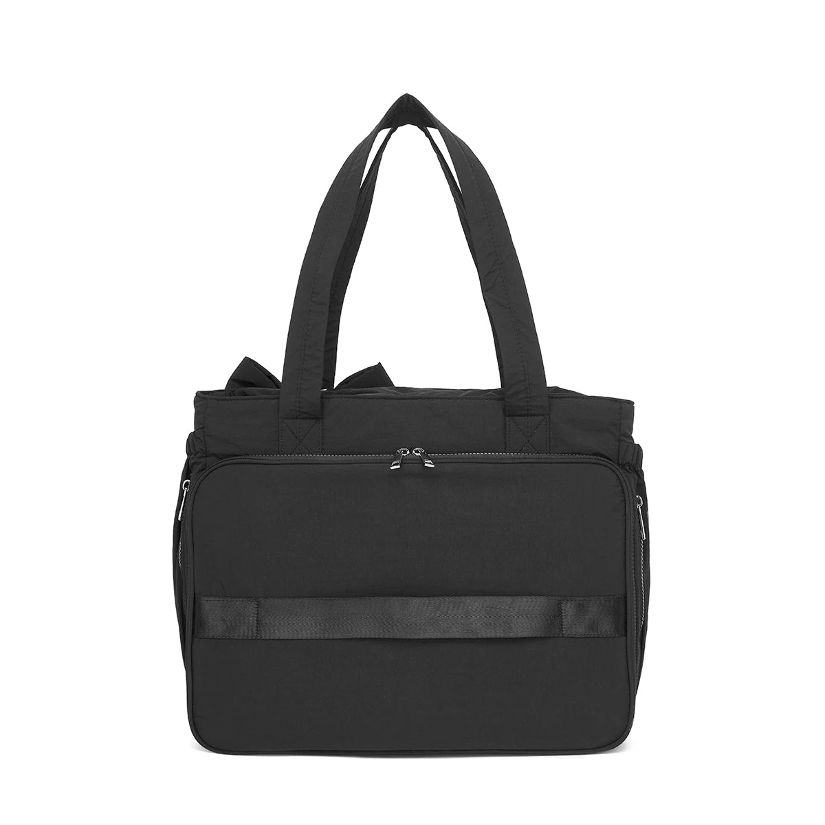 Padded Multi-Compartment Tote Bag — Water-Resistant Laptop Handbag with Bow