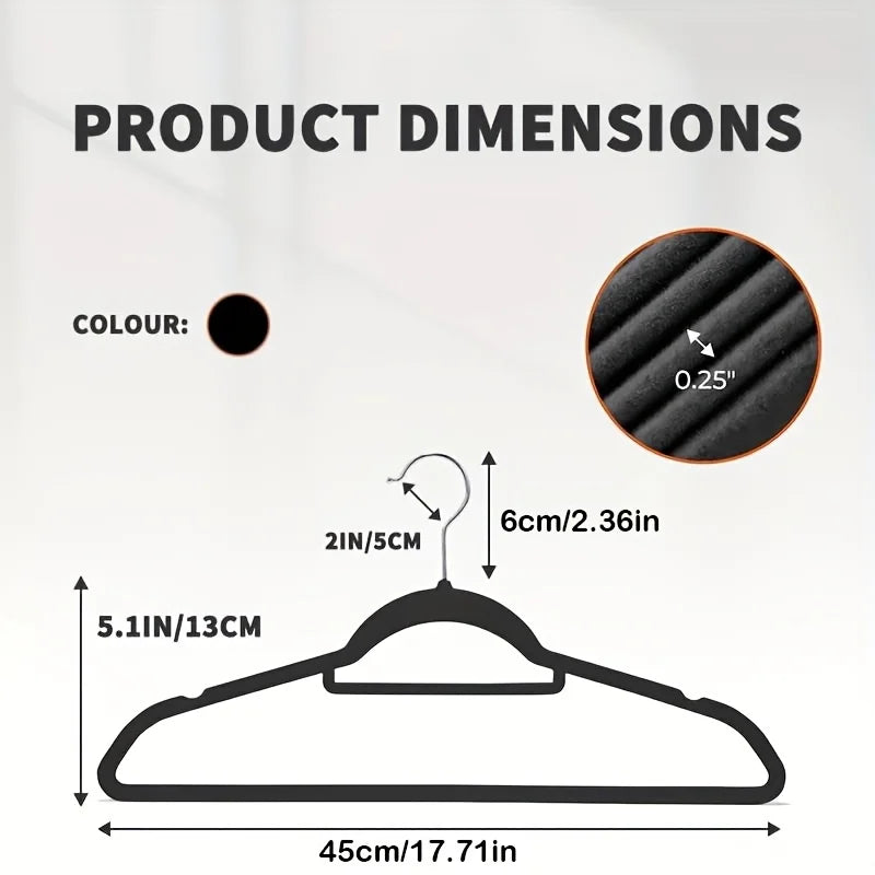 Velvet Flocked Clothing Hangers — Non-Slip Space Saving Closet Organizer
