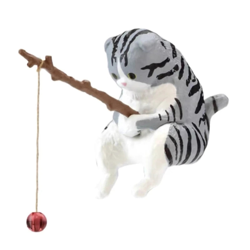 Cartoon Fishing Resin Ornament — Decorative Aquarium & Desk Accessory