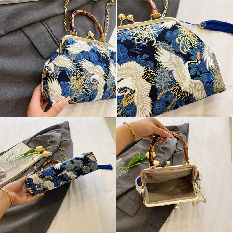 badiman Luxury Evening Clutch Bag — Elegant Rattan Handle Shoulder Purse
