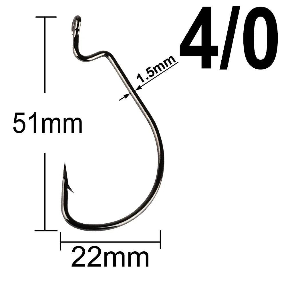 facifa Wide Gap Worm Fishing Hooks — High Carbon Steel Lures with Storage Box