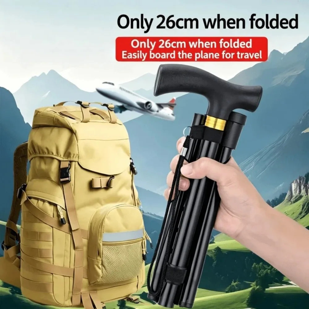 Foldable Aluminum Hiking Stick — Lightweight Telescopic Walking Pole