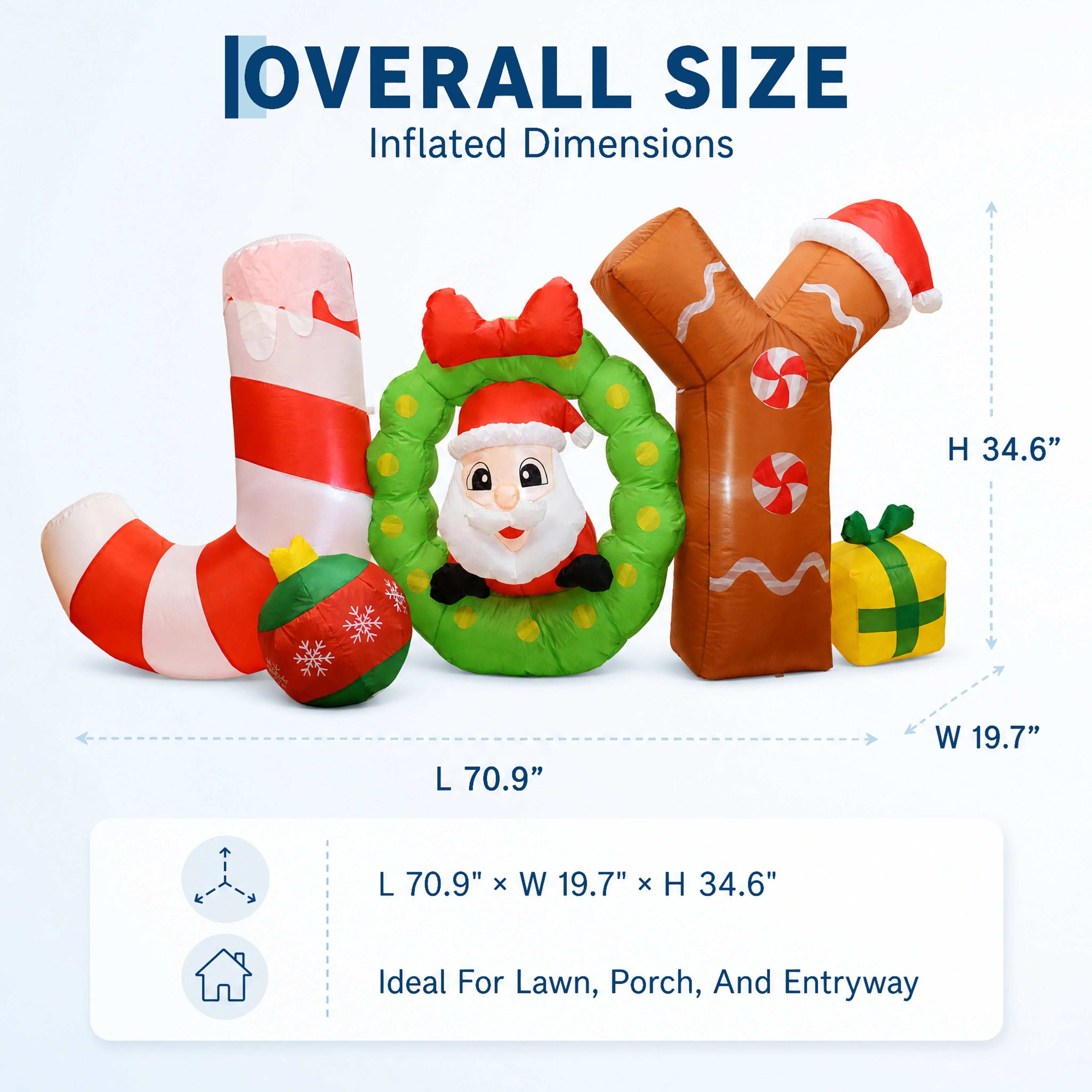 6ft Giant Inflatable JOY Sign — Lighted Outdoor Christmas Decoration
