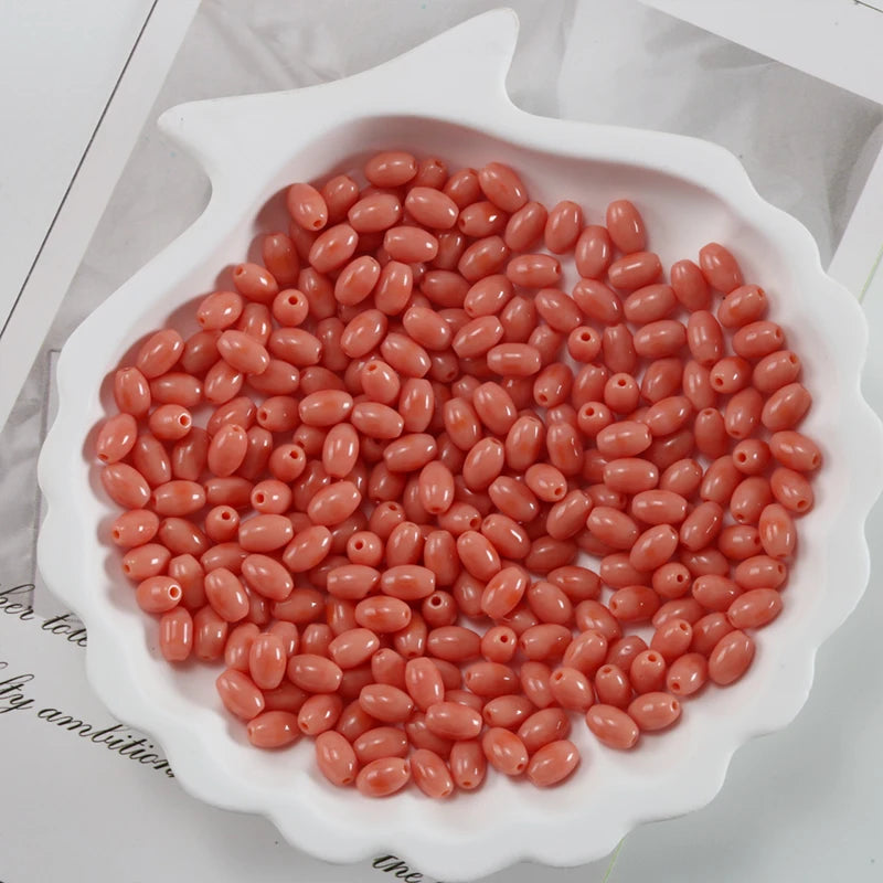 Oval Glass Rice Spacer Beads — Solid Color Jewelry Making Supplies