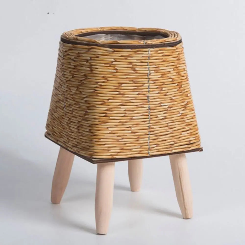 Rattan Woven Flower Pot — Decorative Plant Stand with Removable Legs