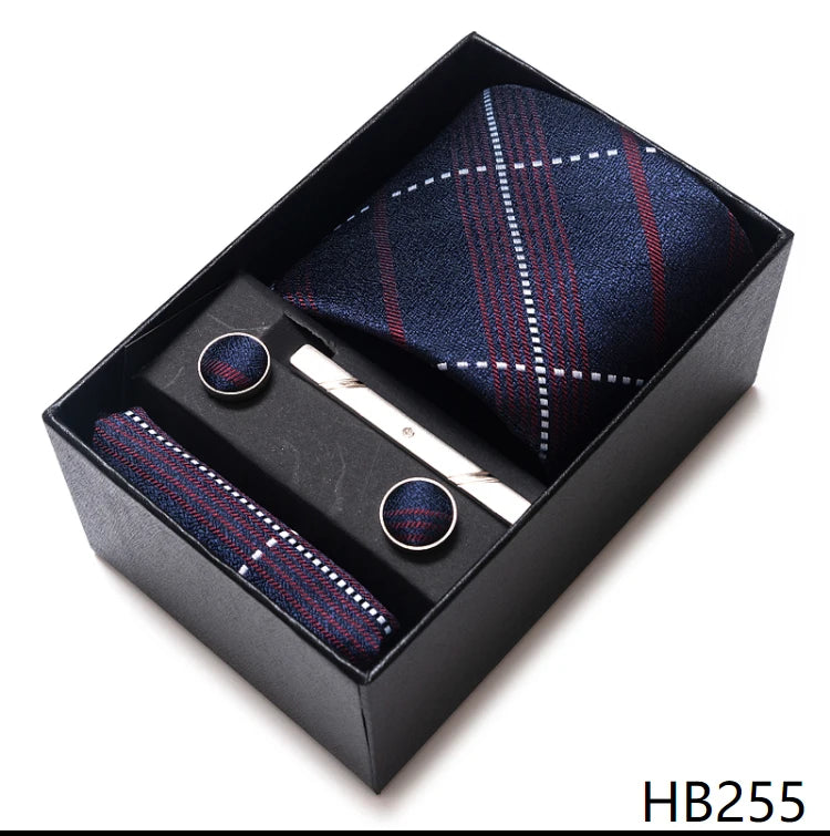 VanGise Men's Necktie Set — Business Tie, Cufflinks, and Pocket Square Kit