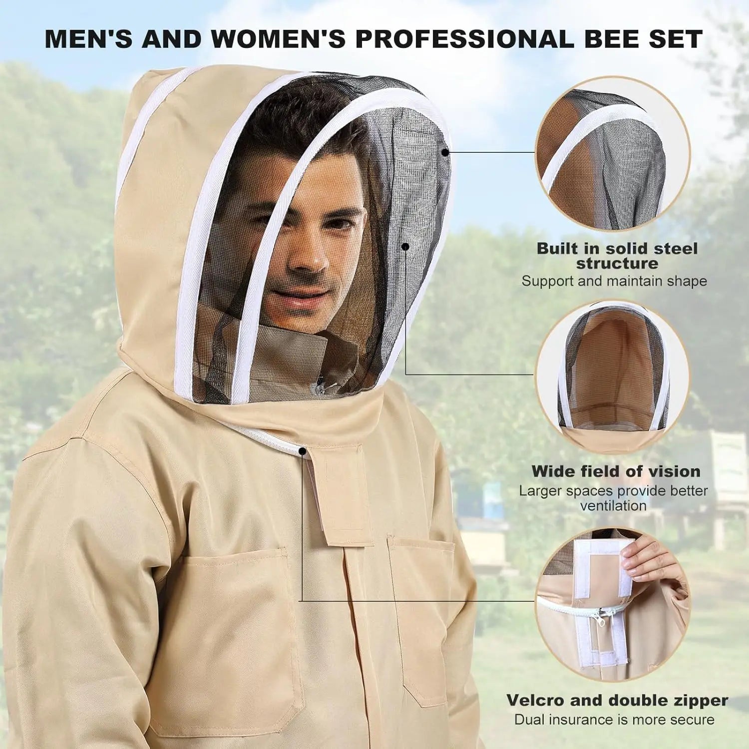 Professional Ventilated Beekeeping Suit — Full Body Protection with Gloves