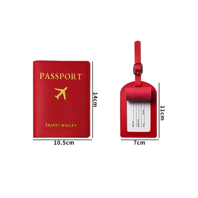 eTya PU Leather Luggage Tag & Passport Cover Set — Travel Identification Accessories