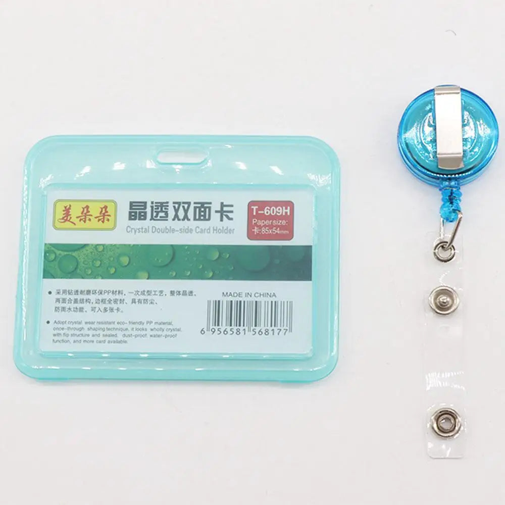 Retractable Badge Holder & Transparent Card Cover — Secure ID Protector