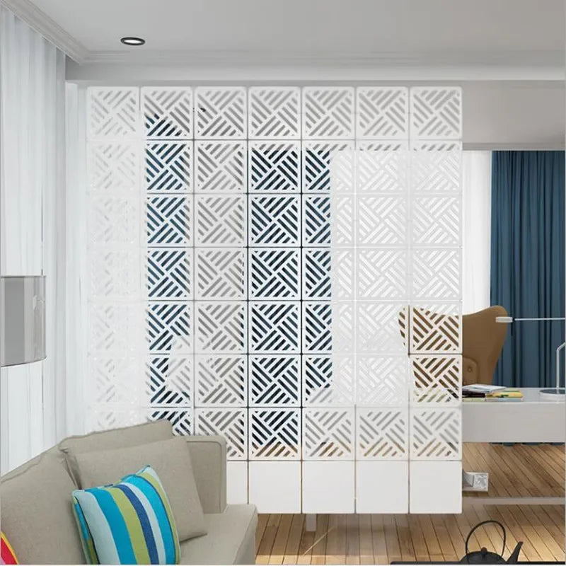 Decorative Folding Screen Partition — Laser Engraved Room Divider, 5-Piece Set