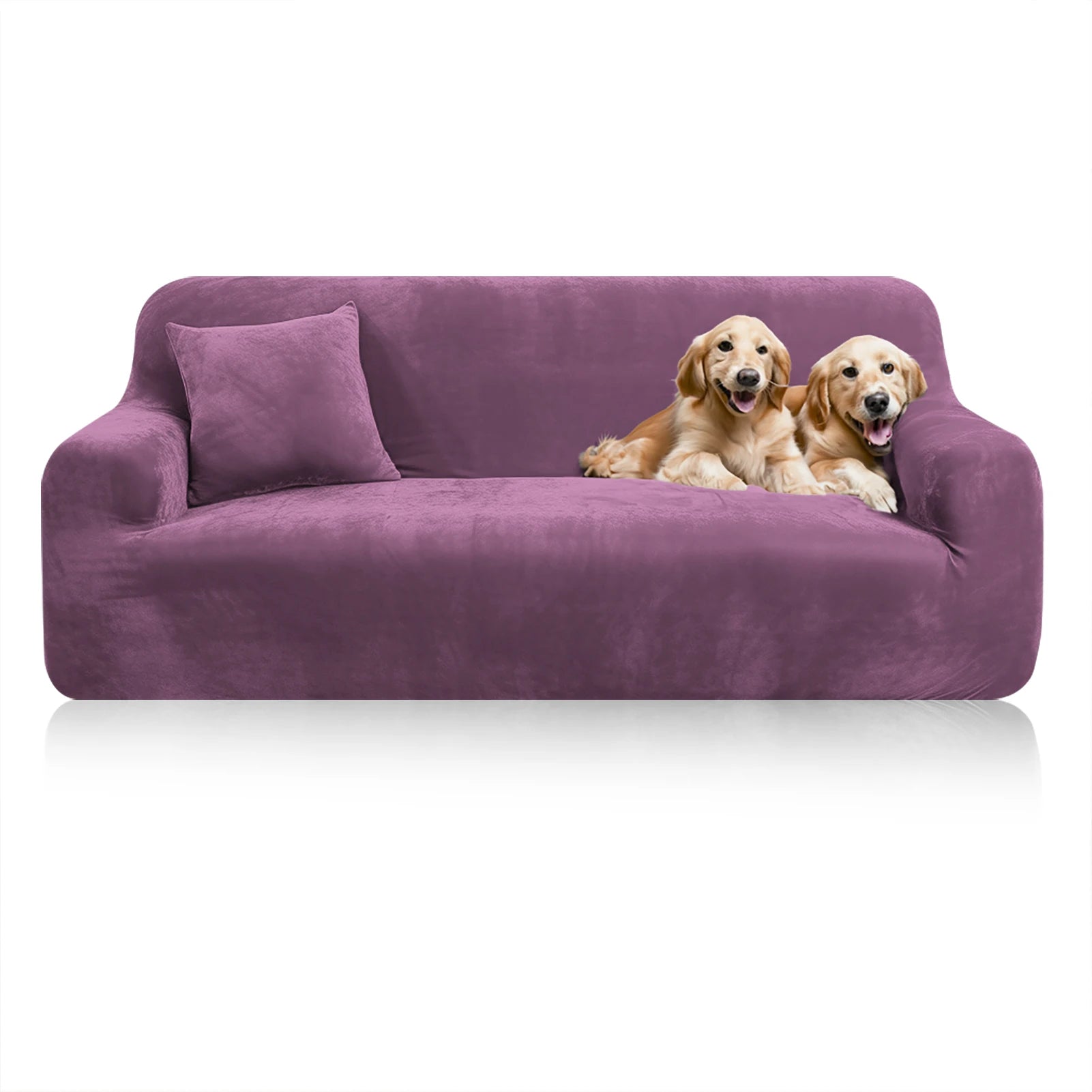 Stretch Velvet Sofa Covers — Soft Furniture Protector with Non-Slip Bottom