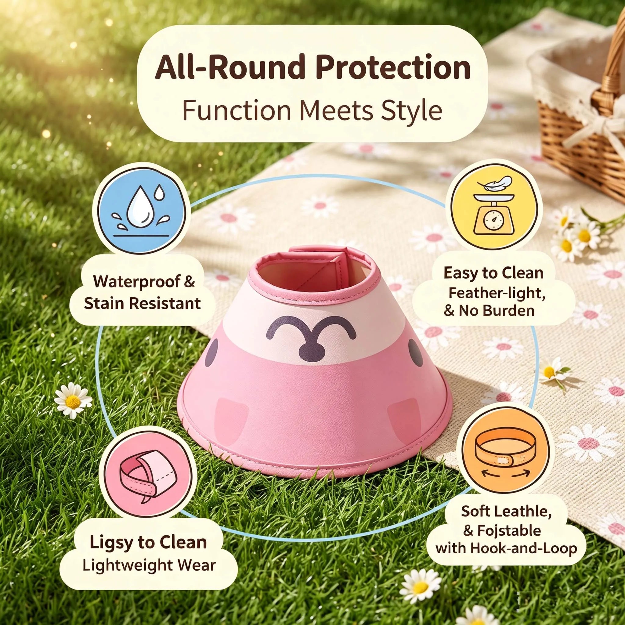 Cartoon Recovery Cone for Pets — Rigid Protective Elizabeth Collar