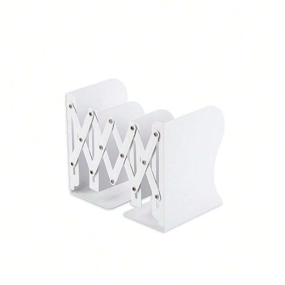 Adjustable Metal Desktop Bookends — Retractable Book Stand for Office & Home