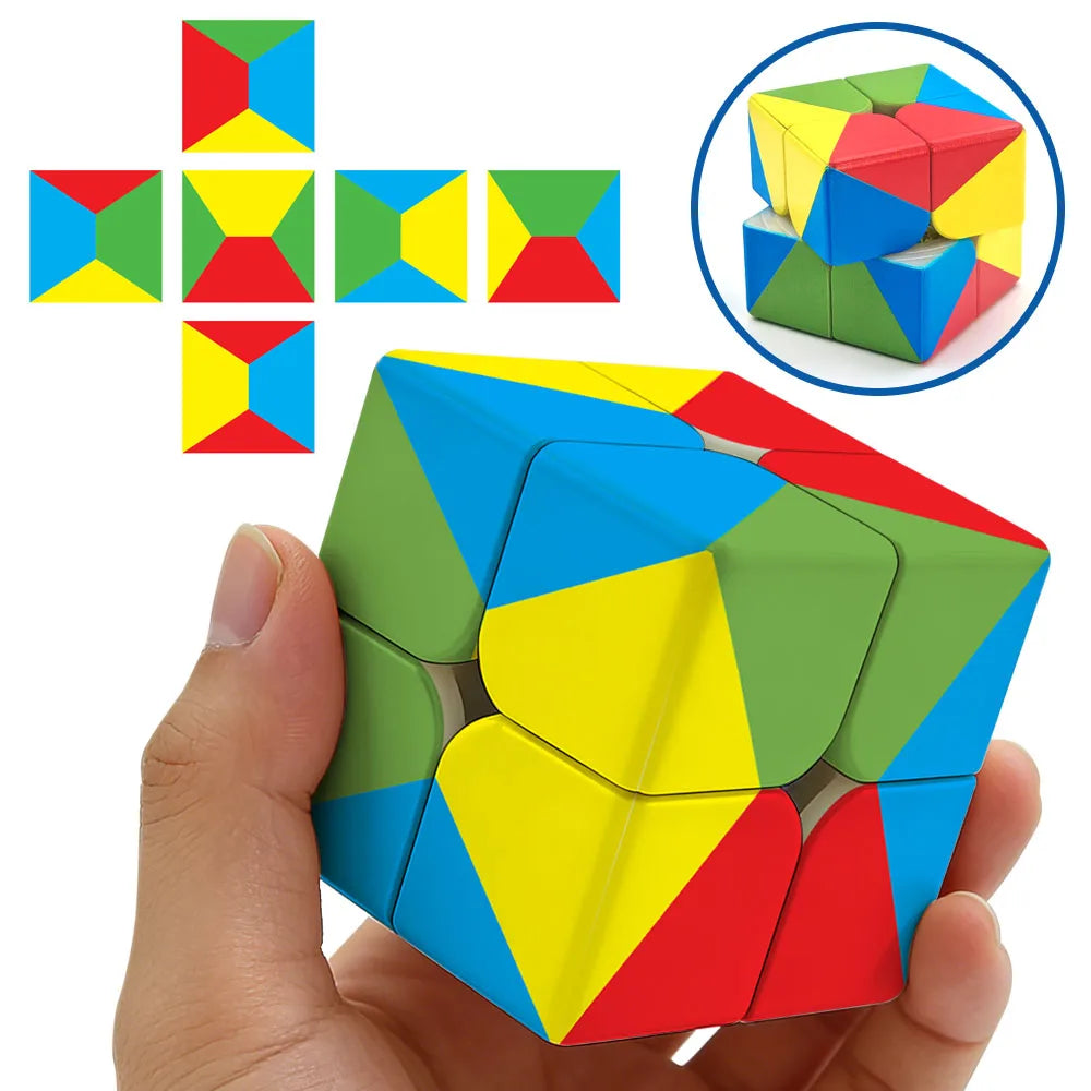 Rainbow 2x2 Magic Cube — Colorful UV Printed Brain Teaser Puzzle