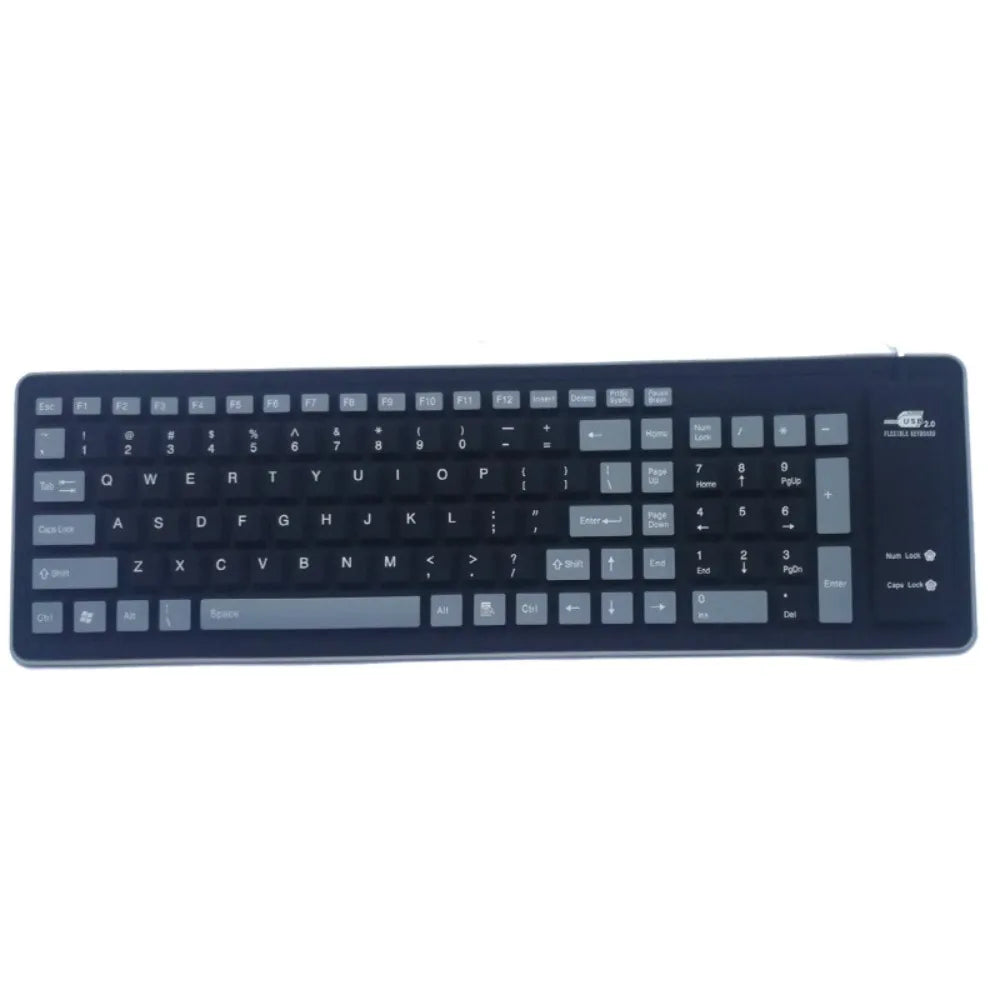 Flexible Silicone Wired Keyboard — Waterproof and Foldable Design