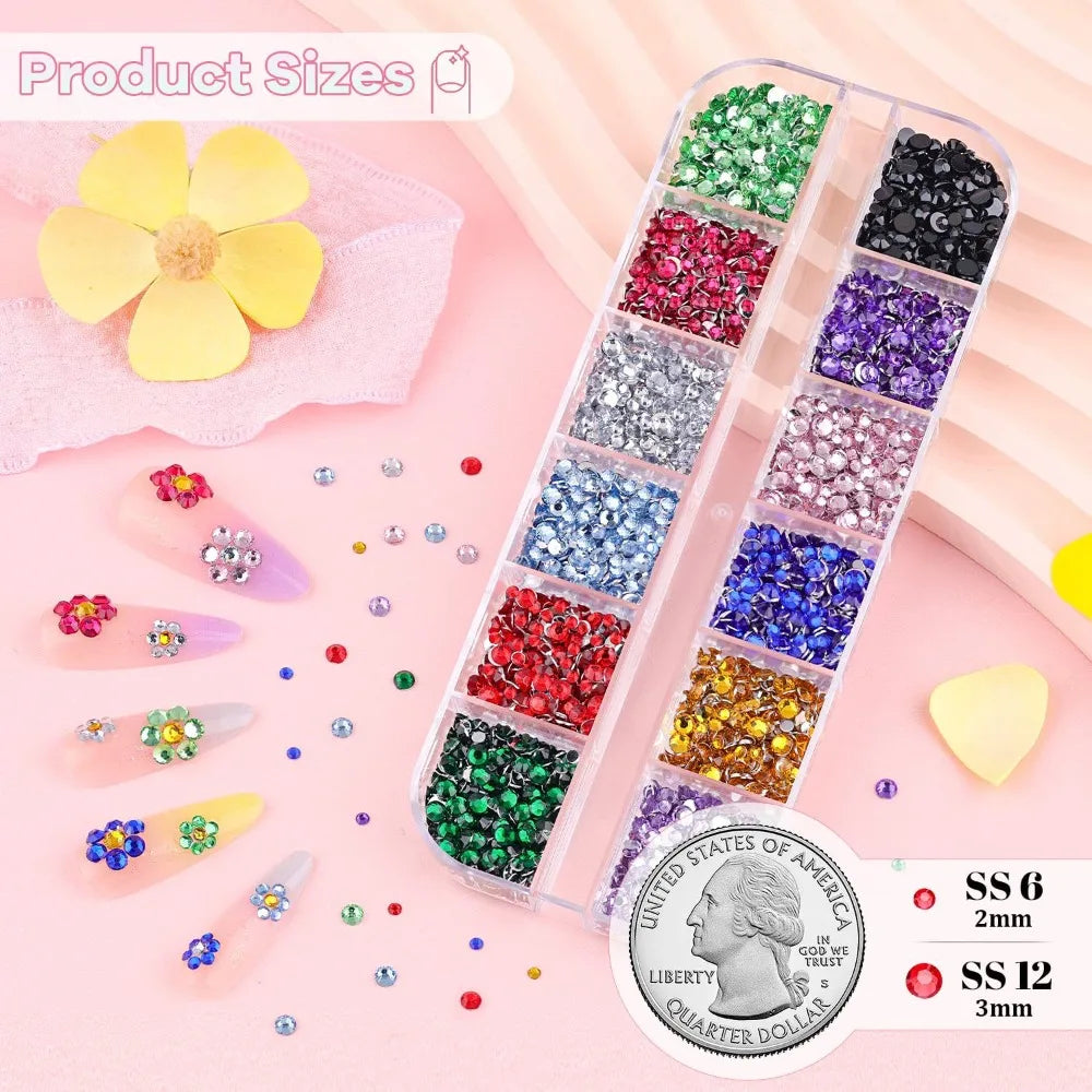 NamPhuong Nail Rhinestones Set — Multi-Color Crystal Gems with Tools