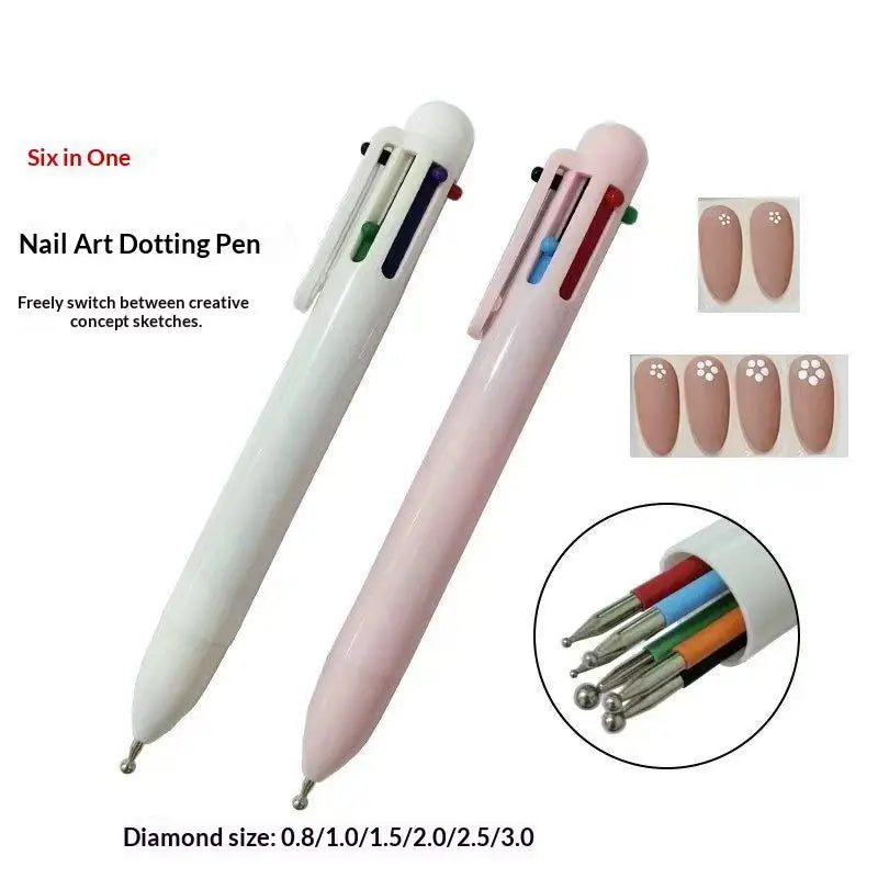 6-in-1 Nail Dotting Pen — Versatile Tool for Creative Nail Art DIY
