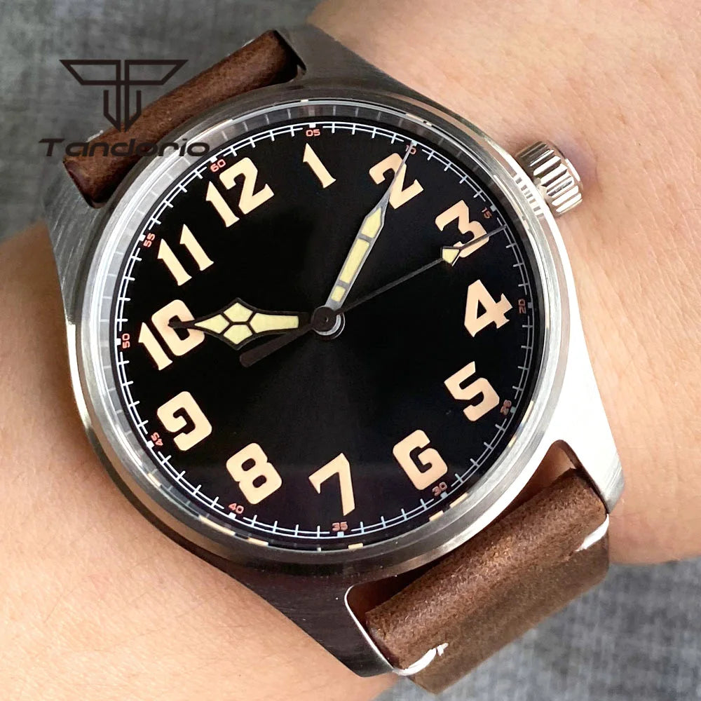 Tandorio Men's Automatic Dive Pilot Watch — 39mm Stainless Steel & Sapphire Crystal