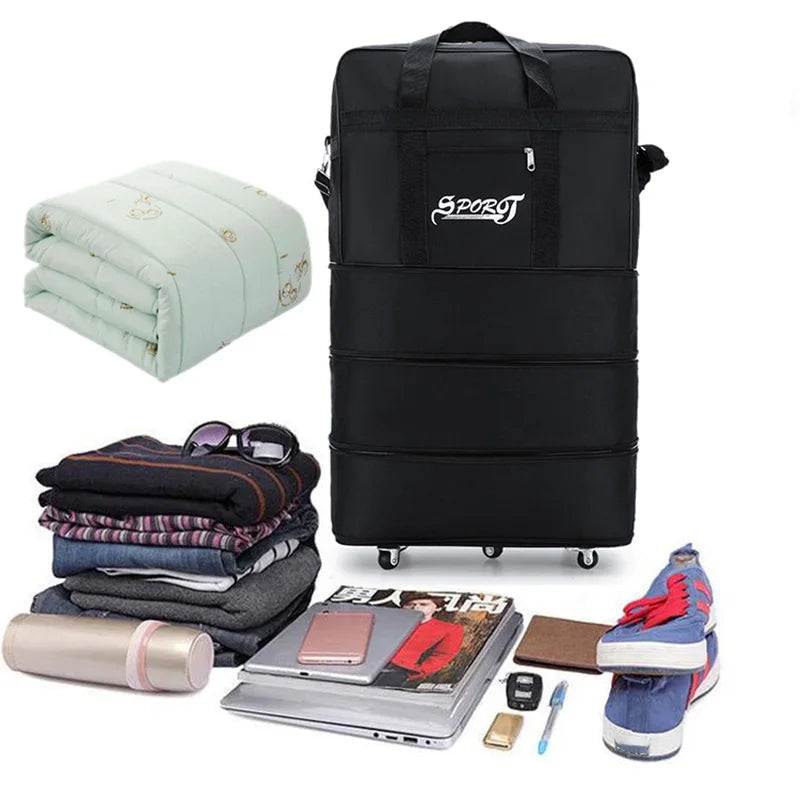 Expandable Rolling Luggage — Foldable Trolley Suitcase for Travel