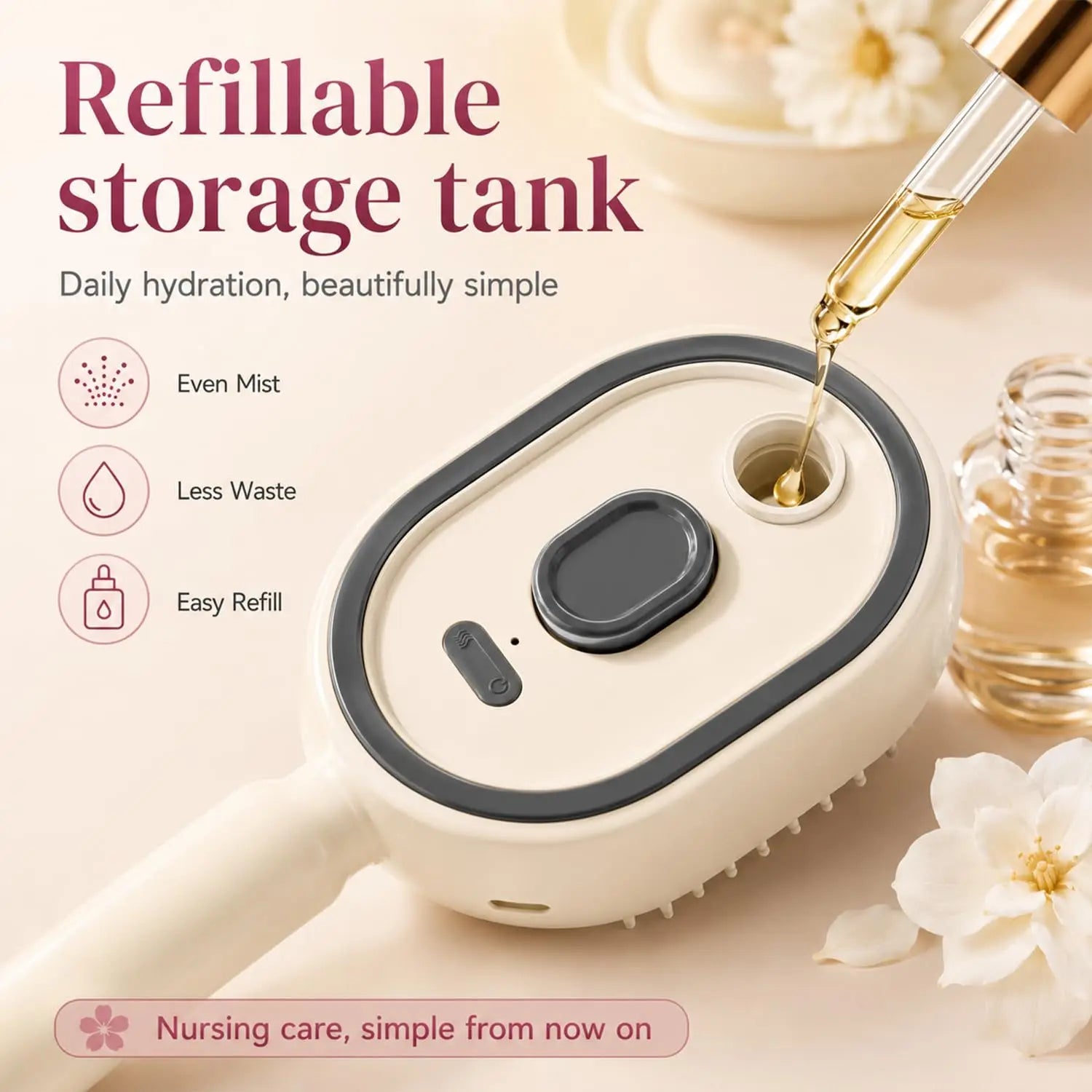 Electric Spray Hair Brush — Cordless Detangling & Anti-Static Styling Tool