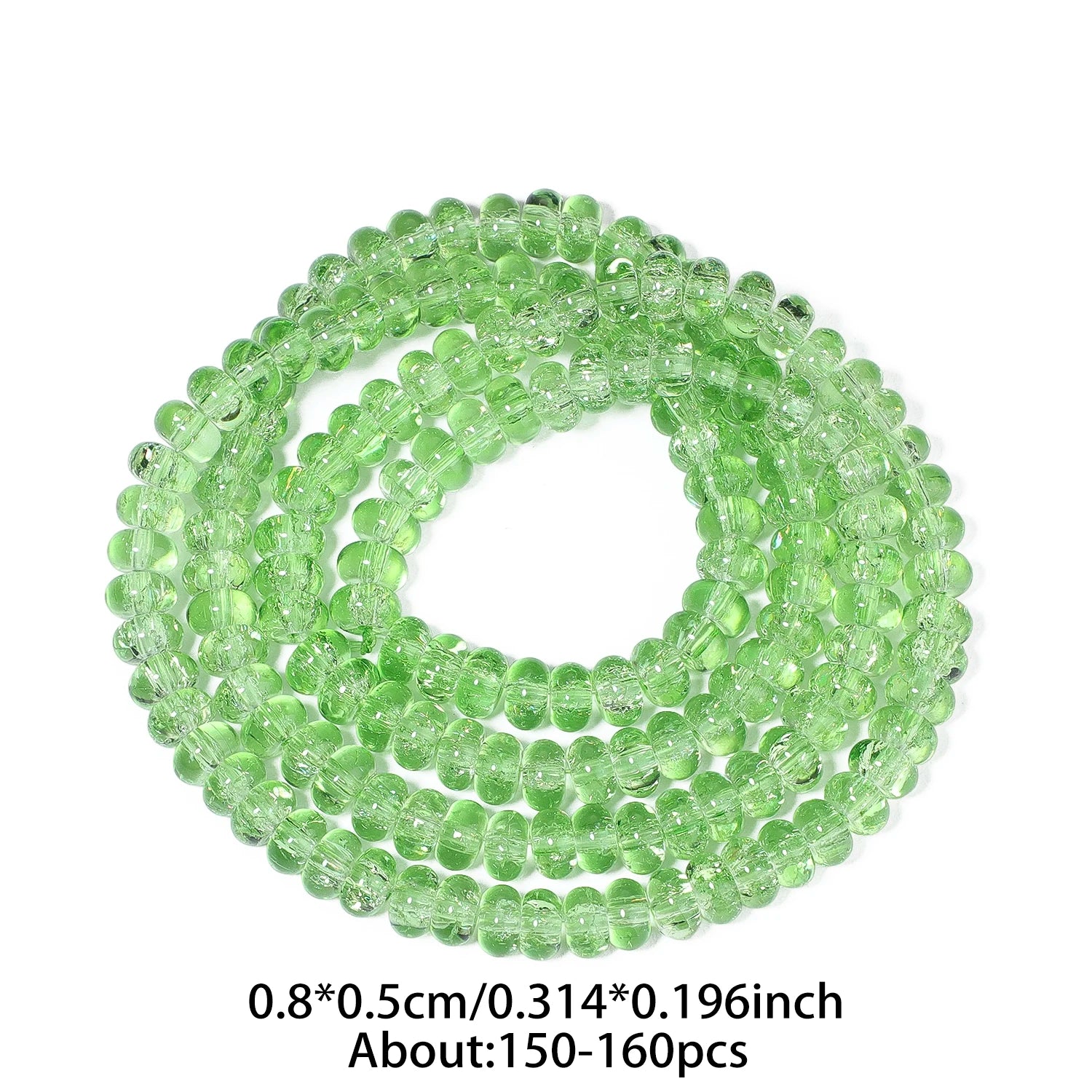 Clear Green Cracked Crystal Beads — Abacus Shape Rondelle Spacers for Jewelry Making