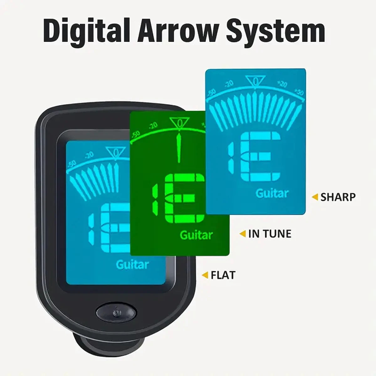 360° Rotatable Clip-On Digital Tuner — Precision Instrument Tuner with 10 Picks