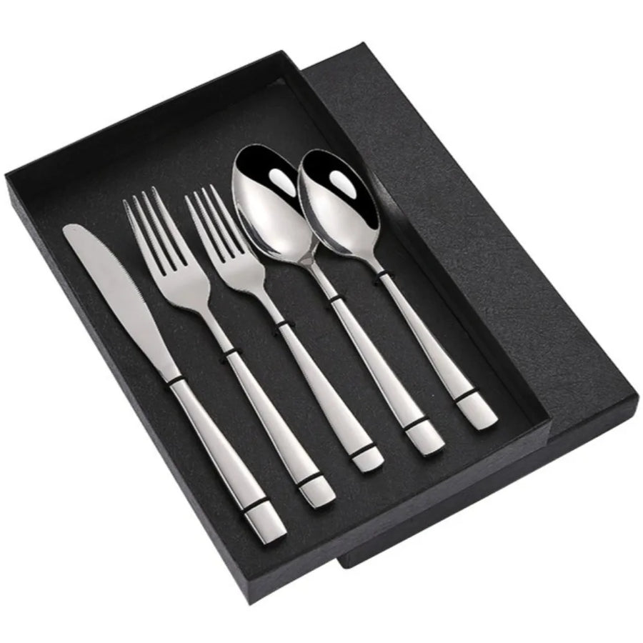 STONEGO 5-Piece Stainless Steel Flatware Set — Premium Cutlery for Dining & Travel