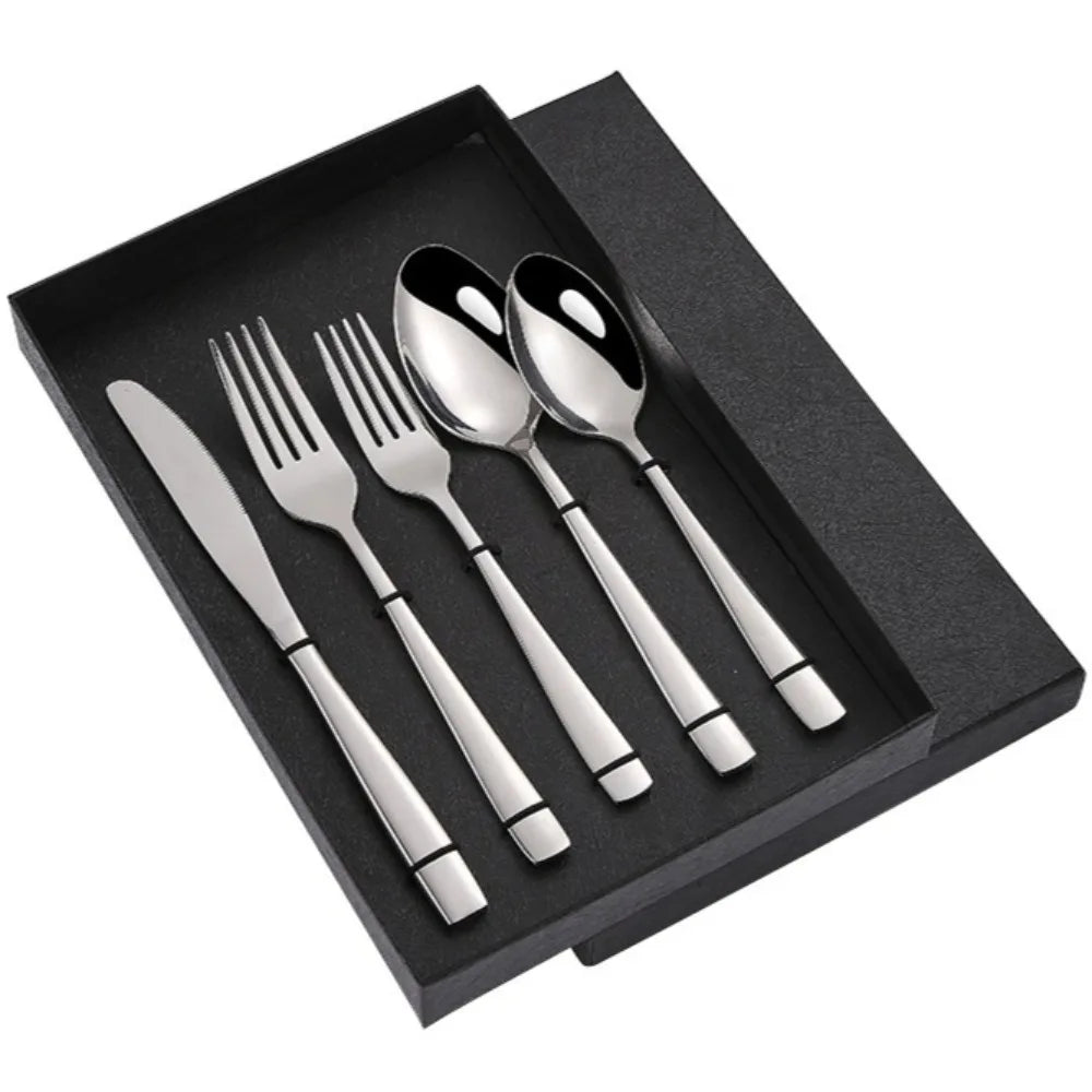STONEGO 5-Piece Stainless Steel Flatware Set — Premium Cutlery for Dining & Travel