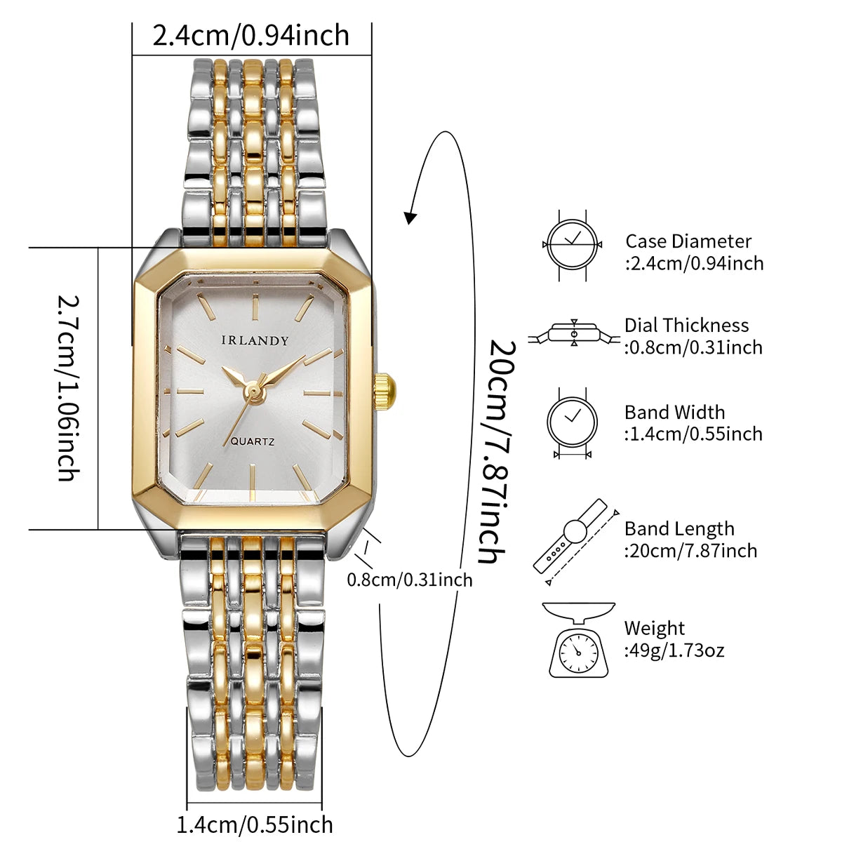 Women's Rectangle Quartz Watch — Elegant Steel Strap Wristwatch