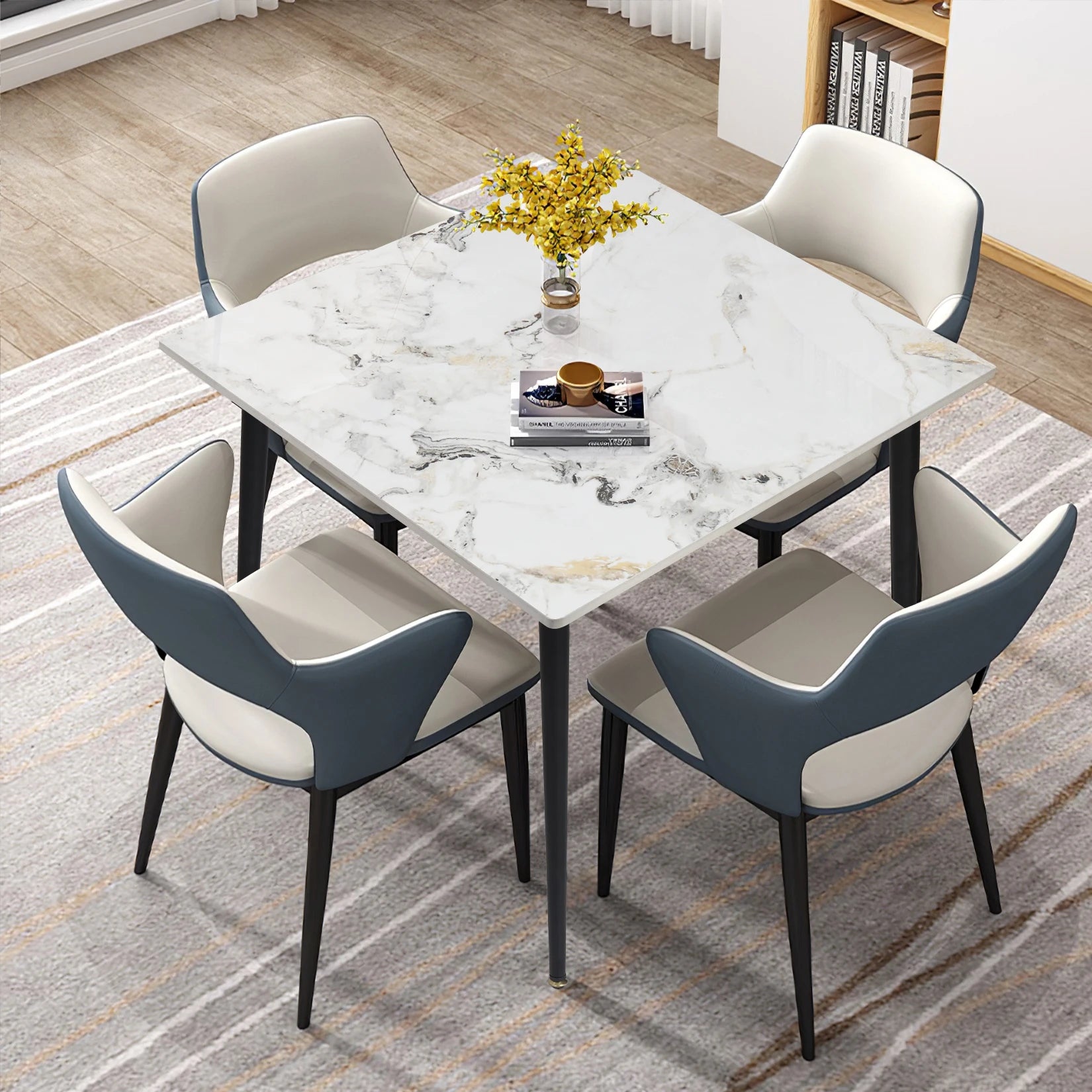 Wisfor Mid-Century Sintered Stone Dining Table — Modern Marble Style Desk